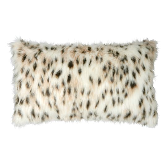 20" Snow Leopard Faux Fur Lumbar Pillow by Ashland®
